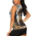 thumbnail image 3 of Fotbe Cat In Sun Hat Blusas Sin Mangas para Mujer – Estilo Casual, Corte Suelto, Slim-Fit, Cuello Redondo Deportivo, Tops de Verano para Gimnasio y Yoga-Large, 3 of 7