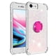thumbnail image 2 of Funda para iPhone SE 2022/2020 con Brillo Líquido Flotante, Purpurina, Parachoques y Anillo Giratorio Soporte, 2 of 5