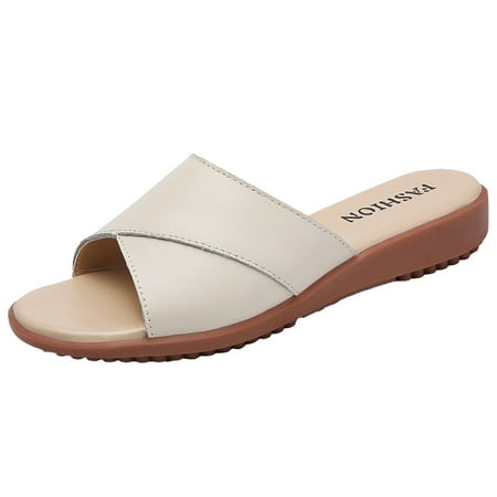 

Women Shoes Fashion Wedge Thick Soled Slippers Casual Outerwear Fashion Beach Flip Flops Slipper Sandals Women Fuzzy Christmas Slippers for Women