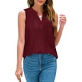 thumbnail image 2 of Tank Top for Women Loose Fit Sleeveless V Neck Camisole Dressy Casual Eyelet Summer Flowy Vest Blouse Wine Red S, 2 of 5