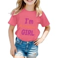 thumbnail image 1 of SUXIAN T-Shirts Filles Enfants à la Mode Décontracté Lettre Col Rond T-Shirt à Manches Courtes Haut Imprimé Lettres Col Ras du Cou Chemises Décontractées Filles Rouge Melon D\'eau 0-1 Ans, 1 of 3