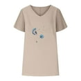 thumbnail image 4 of WREESH Womens Batwing Casual Loose Dolman T-Shirt Blouse Tops Print V-Neck Cotton and Linen Casual Sleeves Short Sleeved T-Shirt Khaki, 4 of 6