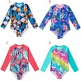 thumbnail image 2 of AJZIOJIRO 5-12Y Long Sleeve Swimsuit for Kids Girls One Piece Zipper Rash Guard Little Girls Bathing Suit, 2 of 9