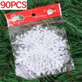 thumbnail image 3 of 120/30 piezas de adornos navideños con forma de copo de nieve, copos de nieve blancos falsos con purpurina, colgantes para árbol de Navidad, decoraciones para fiestas en casa y Año Nuevo, 3 of 5
