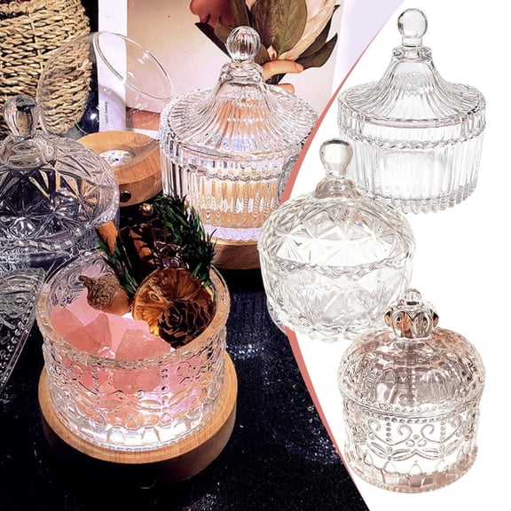Crystal Storage Box A, Souew Transparent Glass Charge Bowl & Aromatherapy Stone Container, Spring Home Decor for Jewelry, Crystals & Small Decor, Decorative Display