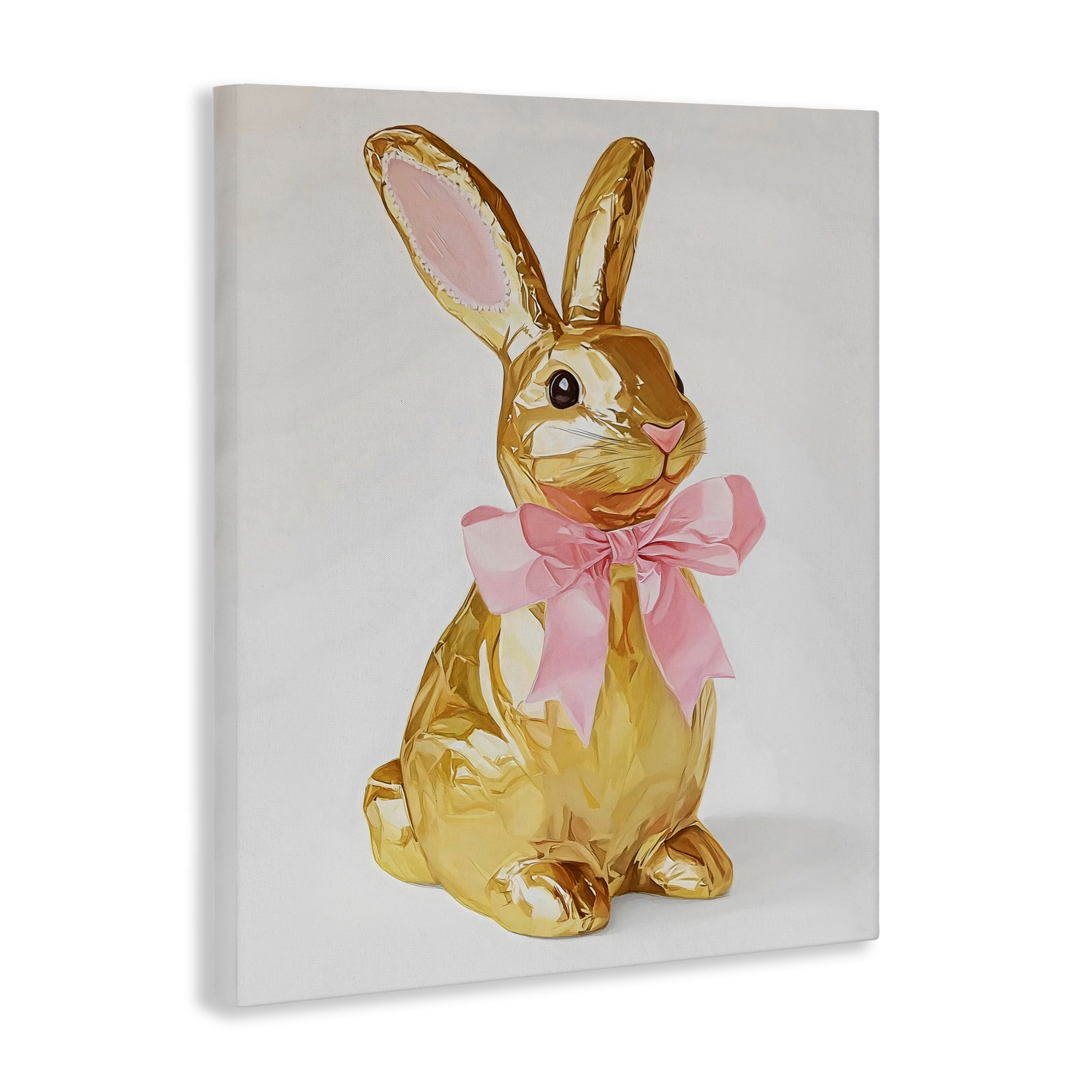 Stupell Industries Golden Easter Bunny with Ribbon Canvas Wall Art, design by The Prints Vibe