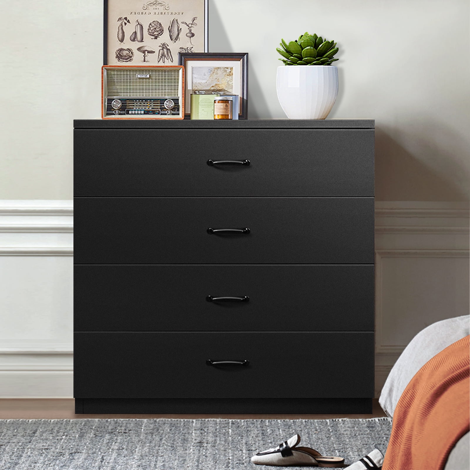 1-4 Drawers Bedroom Nightstand, Wooden Drawer Dresser, Bedroom End ...