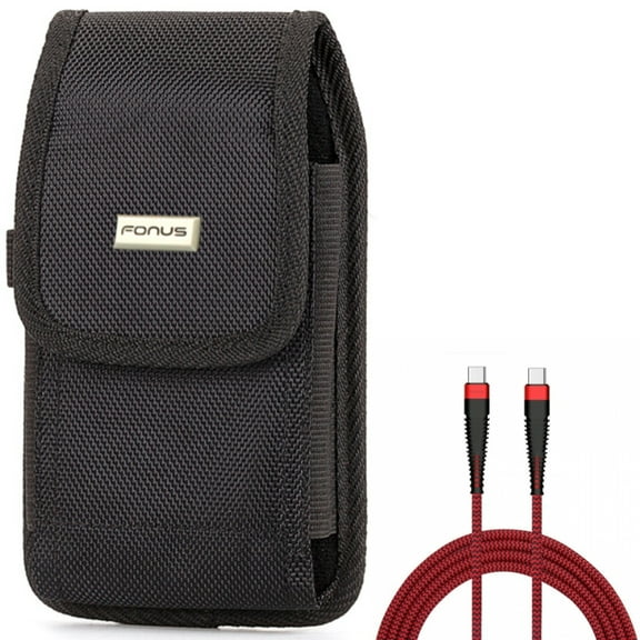 For Google Pixel 7/Pro/6a/6/Pro - Case Belt Clip w 10ft PD Cable, Rugged Holster Canvas, Type-C to USB-C Charger Cord Power for Google Pixel 7/Pro/6a/6/Pro Phones