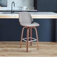 thumbnail image 2 of Maykoosh Art Deco Dreams Mid Century Modern Swivel Bar Stool for Kitchen Island Counter in Gray Faux Leather and Walnut Wood, 26" Seat Height, 2 of 6