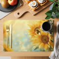 thumbnail image 2 of Sunflower Placemats Set of 6, Yellow Spring Floral Botanical Washable Wipeable Table Mats for Dining Tables, Indoor Outdoor Kitchen Place Mats for Holiday Party Table Decor, 2 of 9