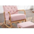 thumbnail image 6 of Rocking Chair Nursery with Ottoman, Modern Glider Rocker with Button Design Back and Wood Base, Accent Armchair for Living Room Reading Room Bedroom, Pink, 6 of 9