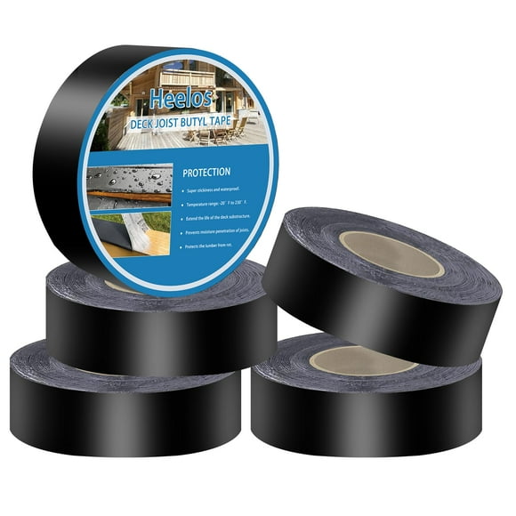 Cinta adhesiva para viguetas de cubierta Heelos, resistente al agua de butilo, 1,625 x 15,24 m, paquete de 5