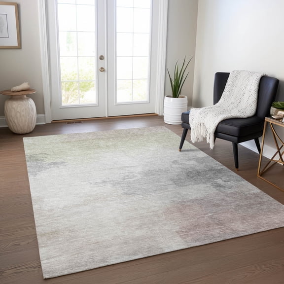 Addison Rugs Machine Washable Indoor/ Outdoor Abstract Brushstroke Chantille Rug 10' x 14' - Beige