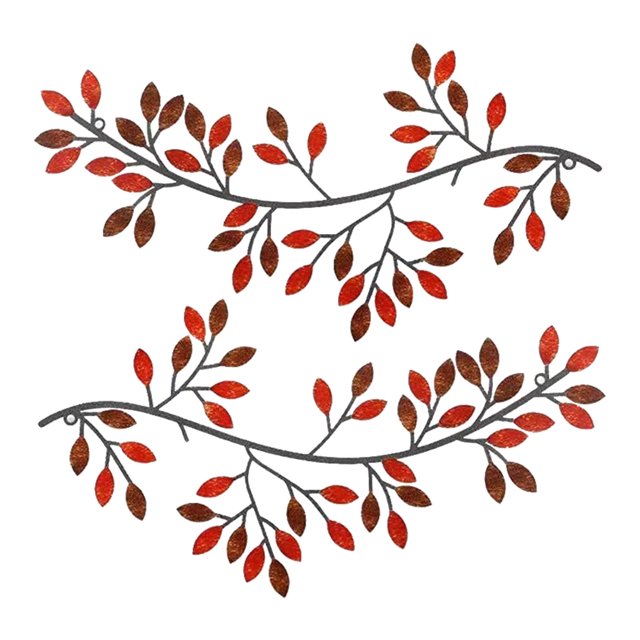 Summercome - 2 piezas de decoración de pared de metal con hojas de árbol, rama de olivo y parra, esculturas de hierro forjado sobre la cama, sala de estar, decoración de exteriores (rojo clásico)