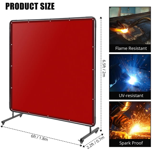BeesClover Écran de Soudage en Vinyle avec Cadre, Rideau de Soudage en PVC Résistant aux Flammes avec Roues Pivotantes Verrouillables, Panneau de Soudage Transparent pour Sécurité de Soudure