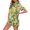 005_Green, variant on MEICHEN Lounge Set for Women 4Pcs Womens Satin Silky Pajama Sets Short Sleeve Shirt XS-4XL Pajamas Set Soft Loungewear Sleepwear Summer Essentials Fashion Sleepwear