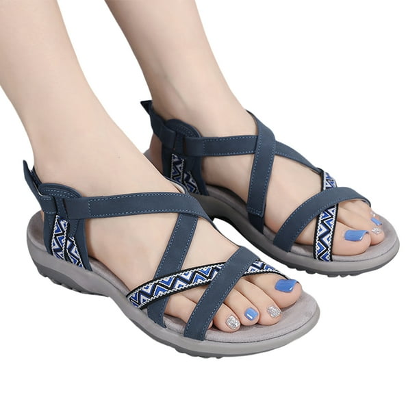 Sandalias Playa Informales Verano Planas Puntera Abierta Bohemia Cómodas Con Soporte para El Mujeres