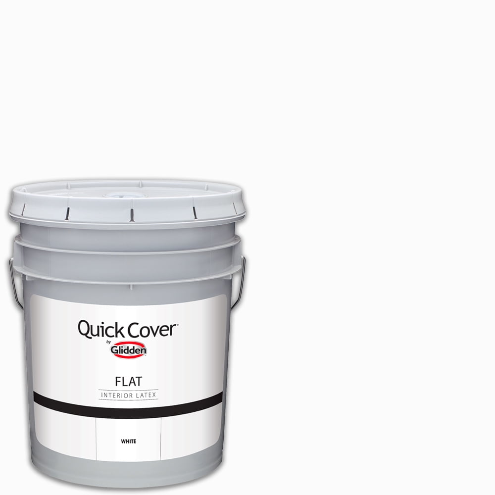 Glidden Quick Cover Interior Paint, White, 5 Gallon, Flat