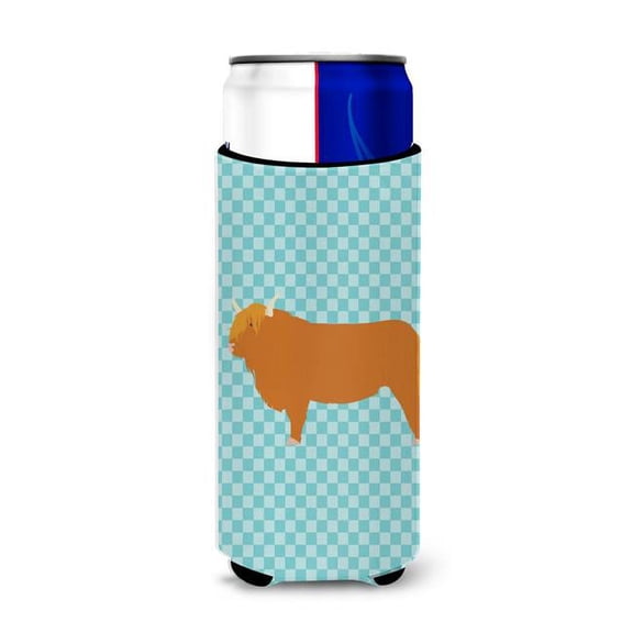 Highland Cow Blue Check Michelob Ultra Hugger for Slim Cans