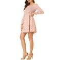 thumbnail image 4 of Allegra K Women's Smocked Square Neck Long Sleeve Floral Dress, 4 of 6