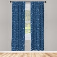 thumbnail image 4 of Ambesonne Botanical Window Curtains, Flower Branches Herbs, Each 28" W x 63" L, Night Blue White, 4 of 4