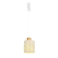 thumbnail image 1 of FSLiving Adjustable Wire Length H-Type Track Pendant Light E26 Wood Base Retro White Floral Pattern Shade for Pantry Farmhouse Bar Sink (Bulb & Ceiling Track Sold Separately) - 1 Light, 1 of 6