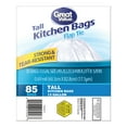 Great Value 13Gallon Flap Tie Tall Kitchen Trash Bags, 85 Bags