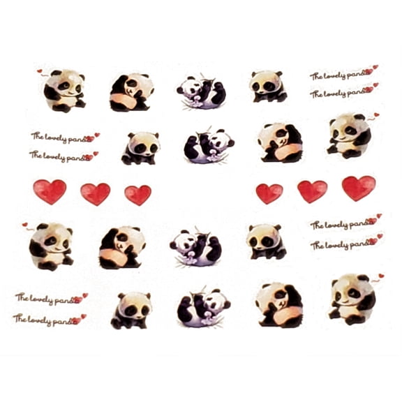 The lovely panda cute and playful panda nail art water decals fingernail art, fingernail art water decals.