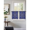 thumbnail image 3 of Blue Boho Floral,Tier Curtains 36 Inch Length,Sheer Curtains for Bedroom Living Room Window Abstract Oriental Bohemian Flower Rod Pocket Drapes Kitchen Curtains Small Half Window 27.5"x36" 2 Panels, 3 of 6