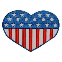 US Flag Heart Patch Stars Stripes Symbol Patriotic Embroidered Iron On Applique