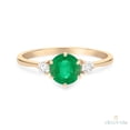 thumbnail image 3 of Beautiful Emerald Ring Natural Emerald Engagement Ring Three Stone Ring 14k Yellow Gold Plated Handmade Jewelry Dainty Promise Ring May Birthstone, 3 of 3