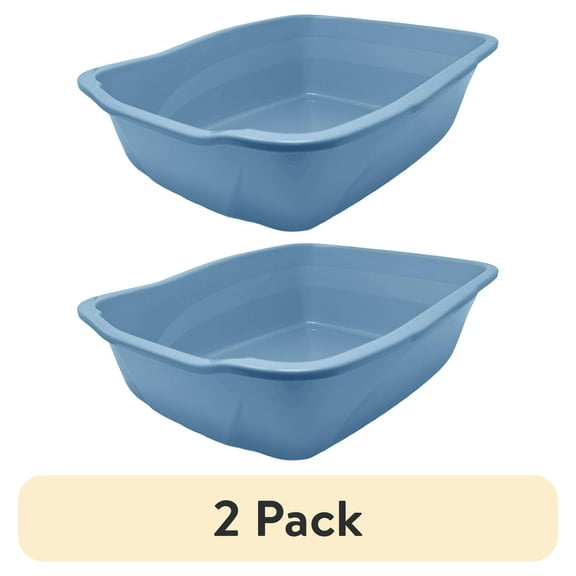 (2 pack) Van Ness Plastics Cat Litter Pan Blue Large