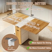 Spanspace Folding Dining Table with Larger Tabletop(53 × 31.5), Drop Leaf Design, 6 Wheels and 2-Layer Storage Shelves, Space Saving Multi-Functional Kitchen and Dining Table, White