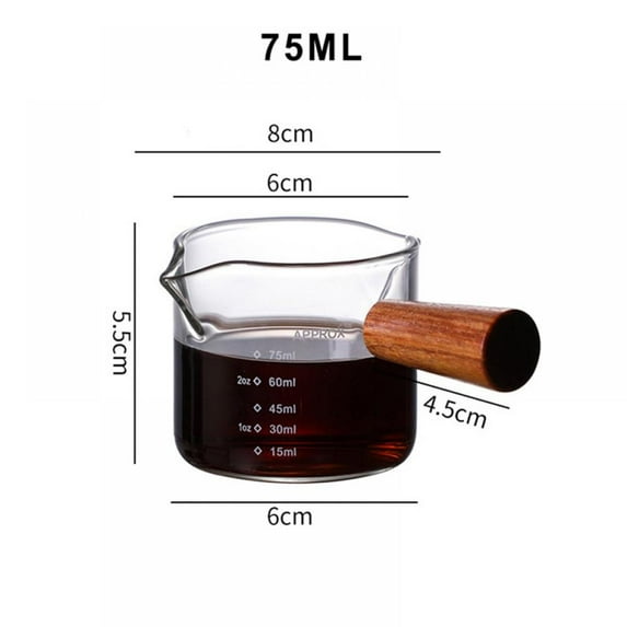 Title Measuring Cup Concentrated Coffee High Borosilica Glass Double Mouth Bottle Coffee Shares Pot Wooden Handle Small Milk