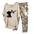 thumbnail image 1 of Ensembles de Gym pour Femmes 2 Pcs Imprimé Col Rond Manches Mi-Longues Chandail + Pantalon Ensemble Deux Pièces en Liquidation, 1 of 6