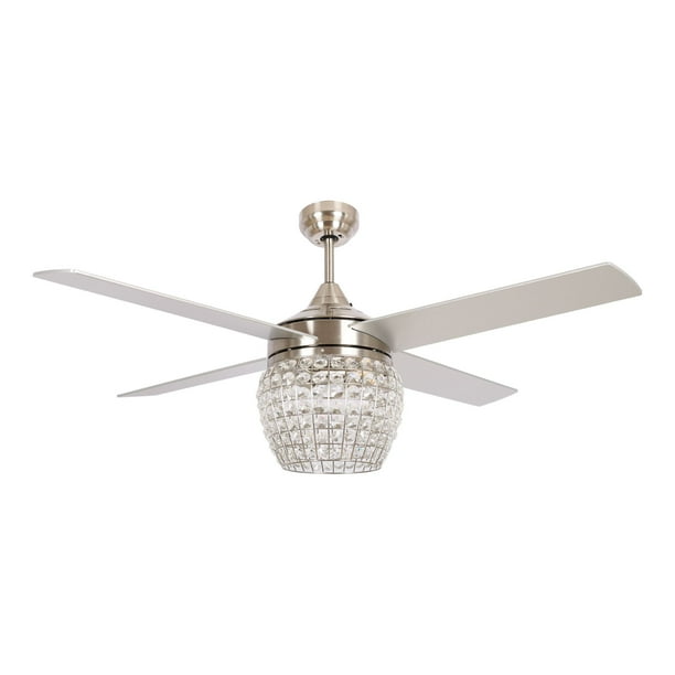 Ceiling Fan With Lights 52 Inch Crystal And Remote Control 4 Reversible Blades Champagne Gold Com Remote Control 4 Reversible Blades, Brushed Gold Ceiling Fan
