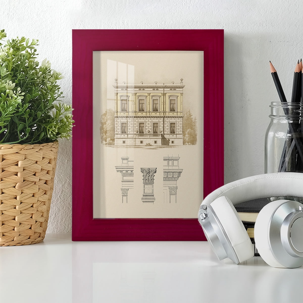 Estate & Plan IV -Framed Print w/glass-Cherry Red