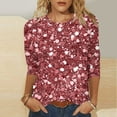 thumbnail image 5 of qucoqpe Womens Sequin Tops 3/4 Sleeve Crew Neck Sparkling T-shirts Fashion Casual Loose Blouses, 5 of 5