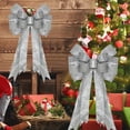 thumbnail image 6 of DAMAI Large Lighted Silver Bows for Christmas Tree Topper, 16 x 9 Inch Christmas Bows Glitter Christmas Tree Topper Bows Wreath Bow for Fall Halloween Thanksgiving Christmas Decorations, 6 of 9