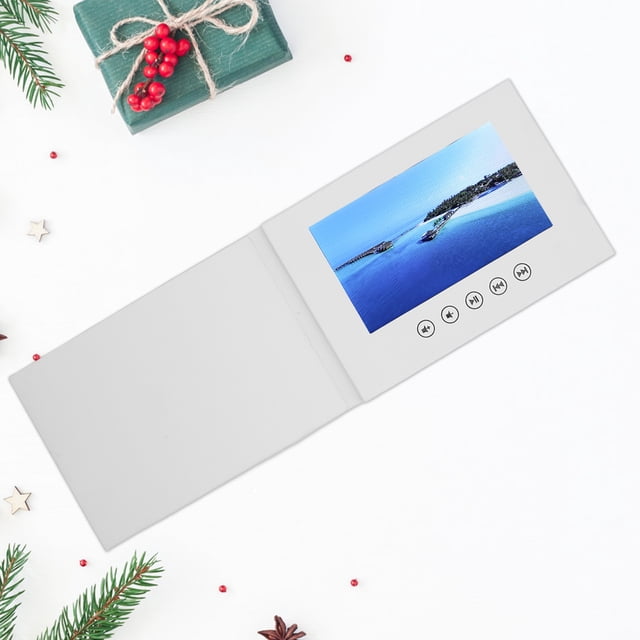 Electronic Video Greeting Card, 128M Memory, HD Video Playback, 4:3 LCD Display, Built in Speaker, DIY Sticker, Digital Greeting Card, for Valentine, Anniversary, Birthday, Wedding