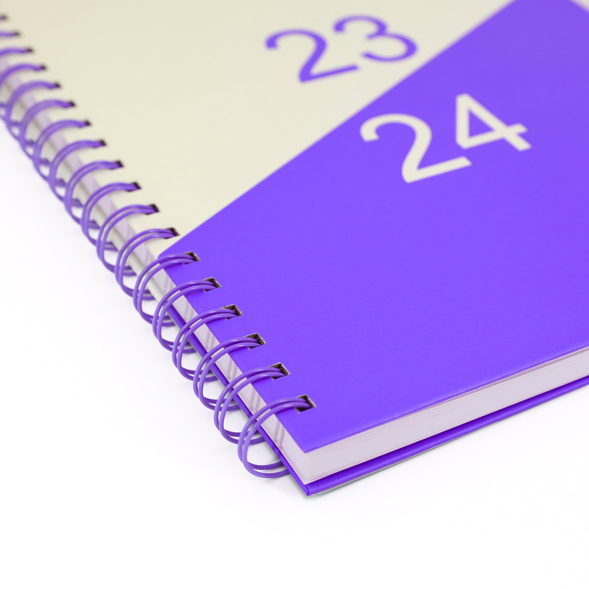 Pen + Gear Large Weekly/Monthly Planner,  Purple & Cream Color, Hardback Cover, Twin Wire Bound