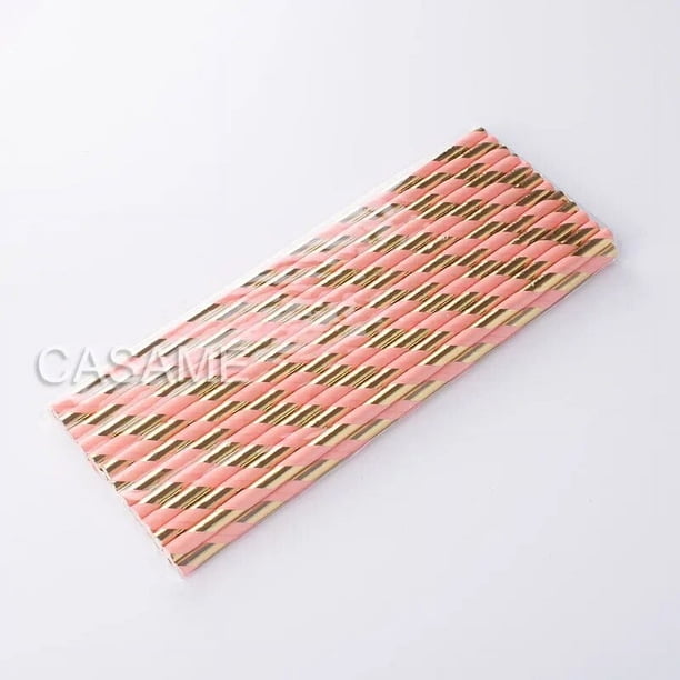 Pajitas de papel para jardín, papel de aluminio dorado desechable para beber para cumpleaños, boda, decoración, fiesta de Navidad, restaurante, suministros para eventos