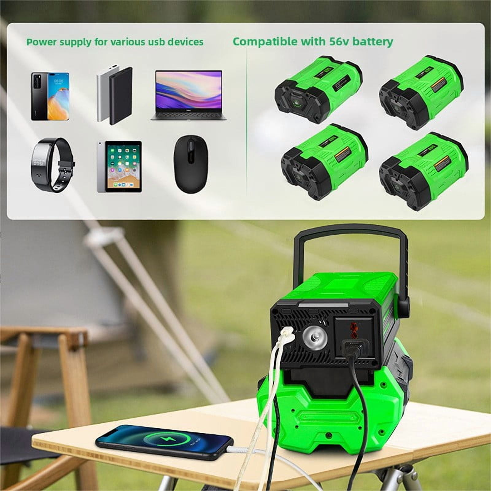 300W Power Inverter Compatible with EGO 56V Battery, DC 18V to AC 110V Portable Power Station Generator for Emergency Power