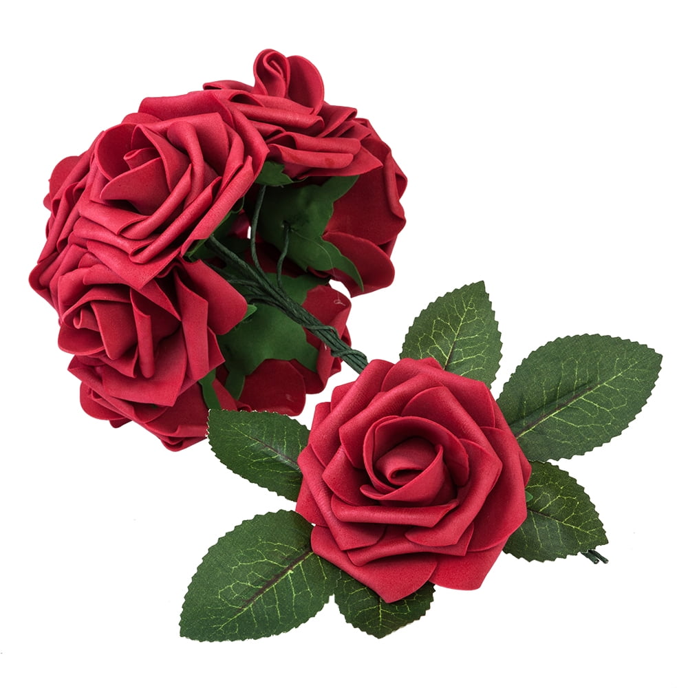 ZUVYRO Red Realistic Fake Roses | Artificial Silk Flowers For Home Decor, Weddings, & Gifts