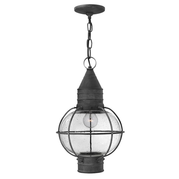 1 Light Medium Outdoor Hanging Lantern In Traditional-Coastal Style 11 Inches Wide By 19.25 Inches High-Aged Zinc Finish-Led Lamping Type Hinkley