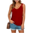 thumbnail image 4 of ClodeEU Women Summer Deep V Neck Tank Top ,Loose Fit Basic Sleeveless Shirt Red,Womens Plus S, 4 of 8