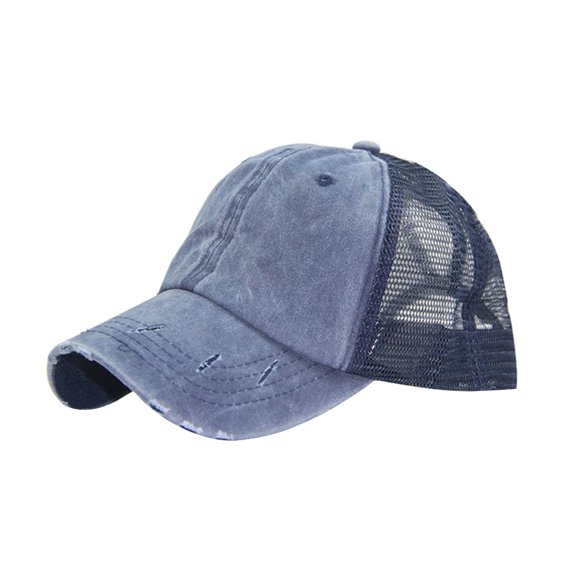 Women Ripped Anti UV Mesh Ponytail Hat Adjustable Breathable Sports Baseball Cap
