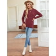 thumbnail image 2 of Long Sleeve Shirts for Women Crew Neck Casual Tunic Tops Red S, 2 of 6