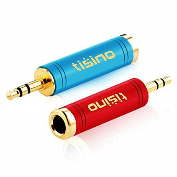 tisino 3.5mm to 1/4 adapter, goldplated pure copper 1/8 inch male plug to 1/4 inch female jack