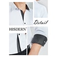thumbnail image 5 of HISDERN Mens Dress Shirts Long Sleeve Button Down Shirts with Stripes Inner Contrast Regular Fit, 5 of 10